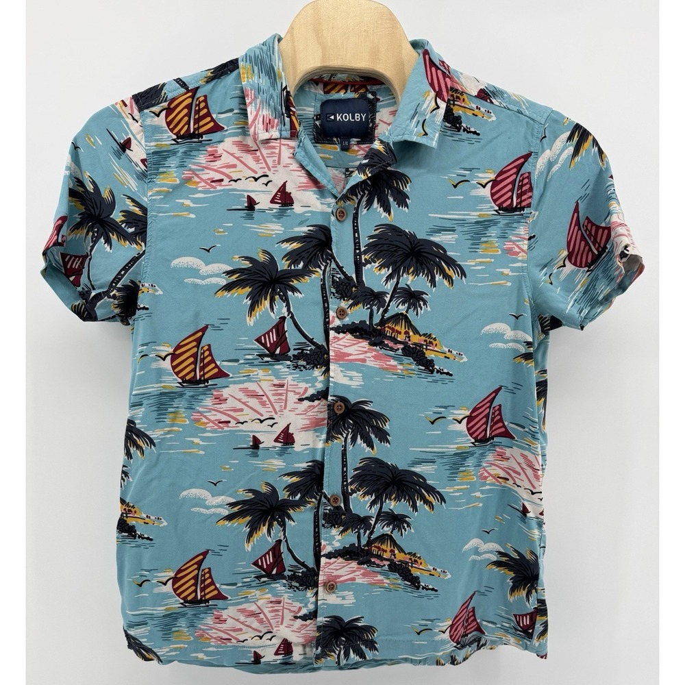 Kolby Hawaiian Shirt Men's Size L 100% Rayon Floral Tropical Aloha